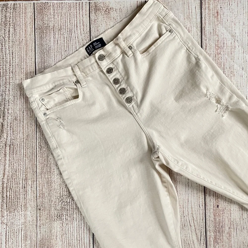 Gap High Rise Distressed Legging Jeans w/ Button Fly - Picture 7 of 10